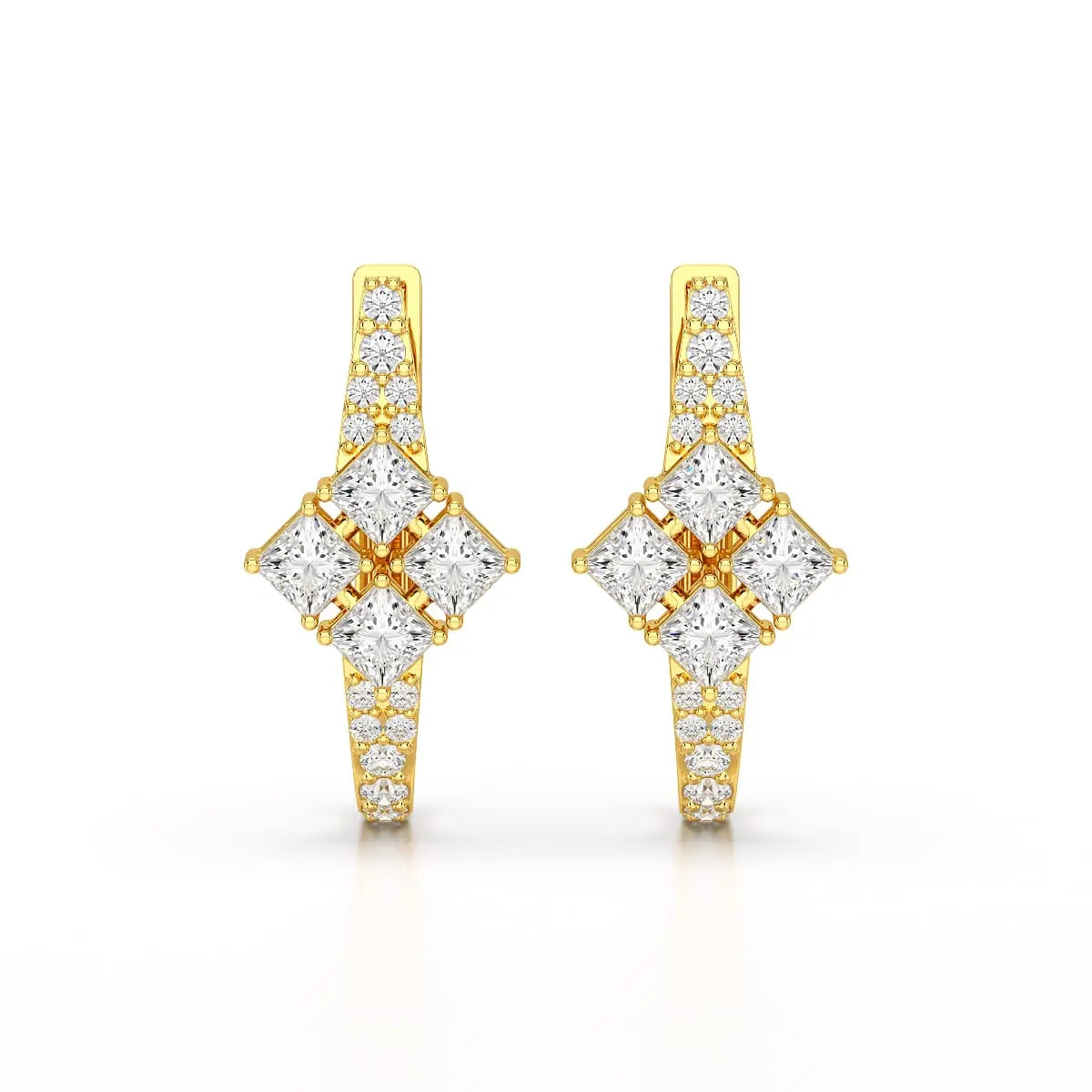 1.07 CT Princess Cut Lab Diamond Hoop Earrings Jama Jewels