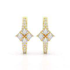 1.07 CT Princess Cut Lab Diamond Hoop Earrings Jama Jewels