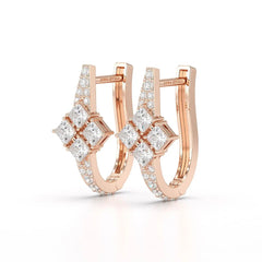 1.07 CT Princess Cut Lab Diamond Hoop Earrings Jama Jewels