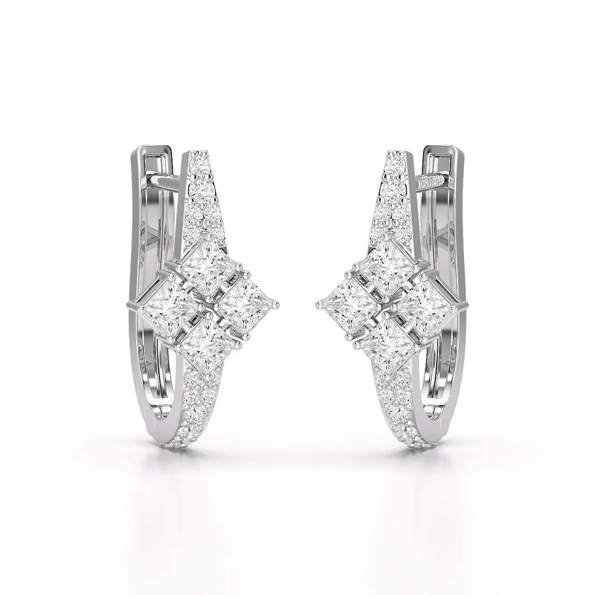 1.07 CT Princess Cut Lab Diamond Hoop Earrings Jama Jewels