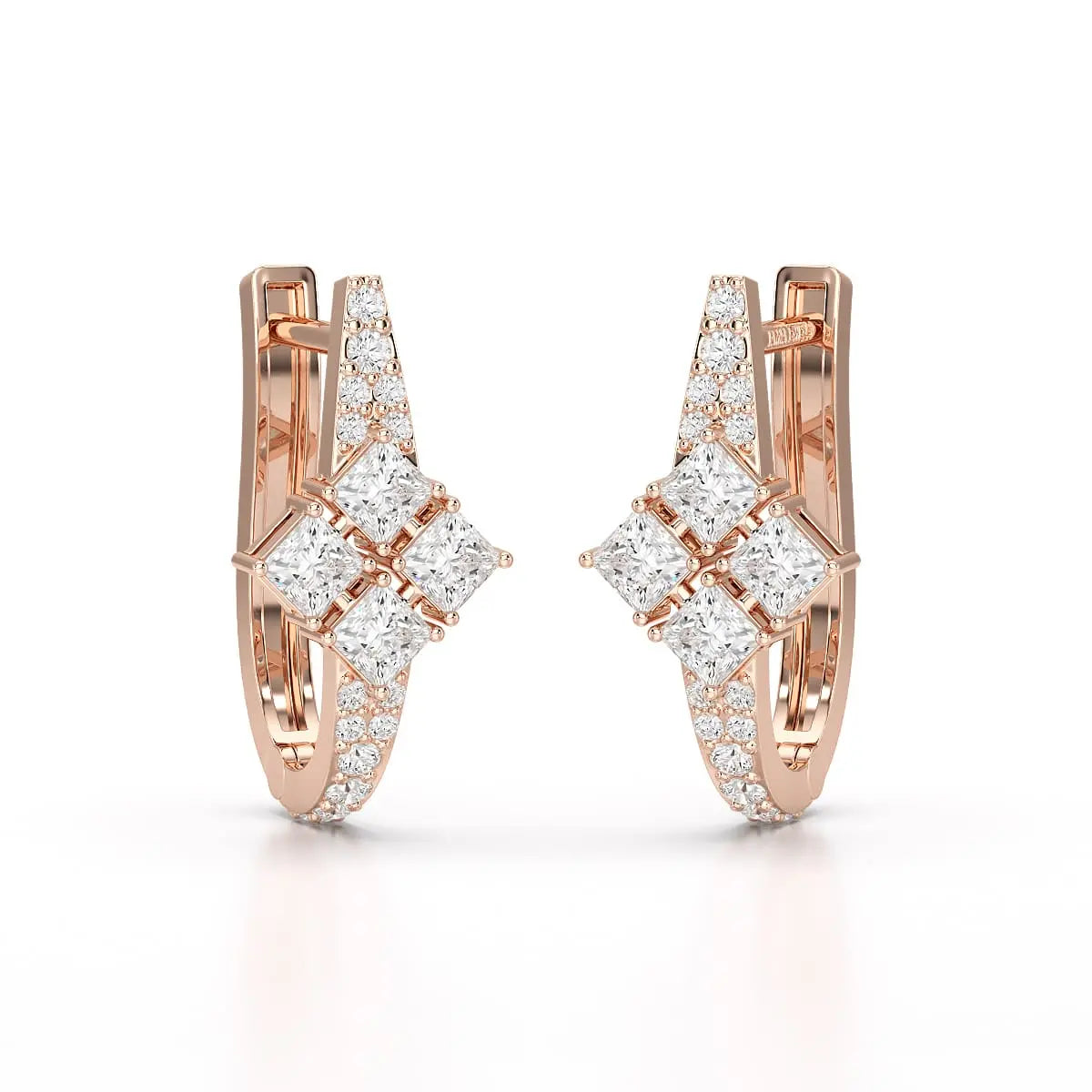 1.07 CT Princess Cut Lab Diamond Hoop Earrings Jama Jewels