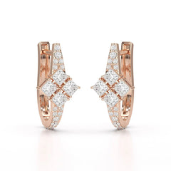 1.07 CT Princess Cut Lab Diamond Hoop Earrings Jama Jewels
