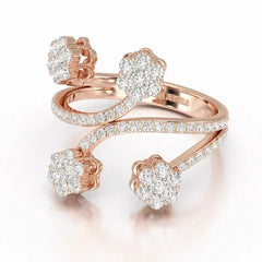 1.12 CT Flower Shape Lab Diamond White Gold Ring