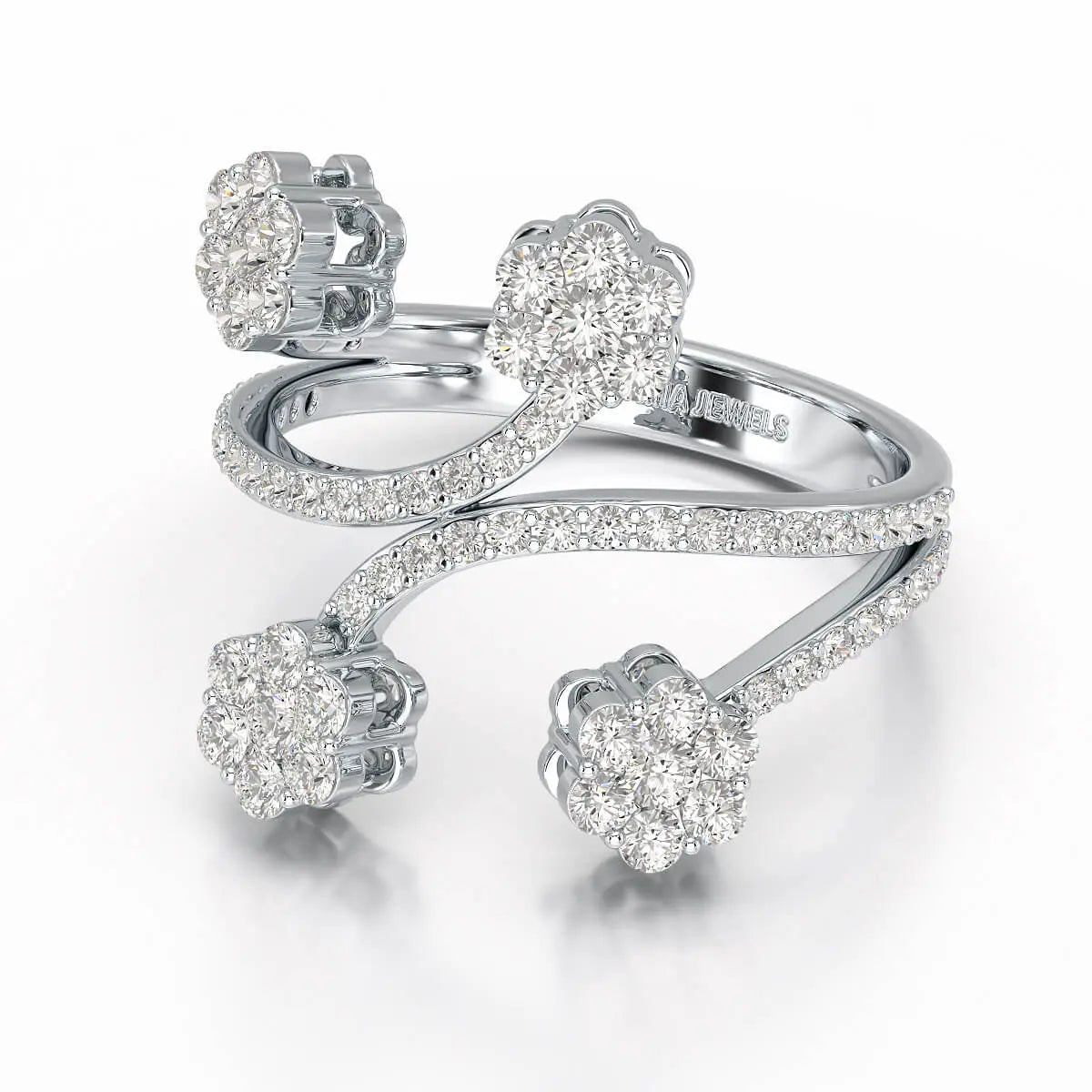 1.12 CT Flower Shape Lab Diamond White Gold Ring