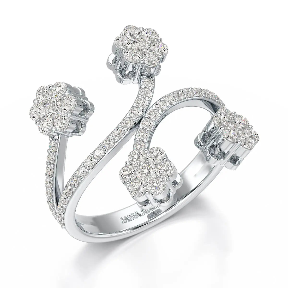 1.12 CT Flower Shape Lab Diamond White Gold Ring