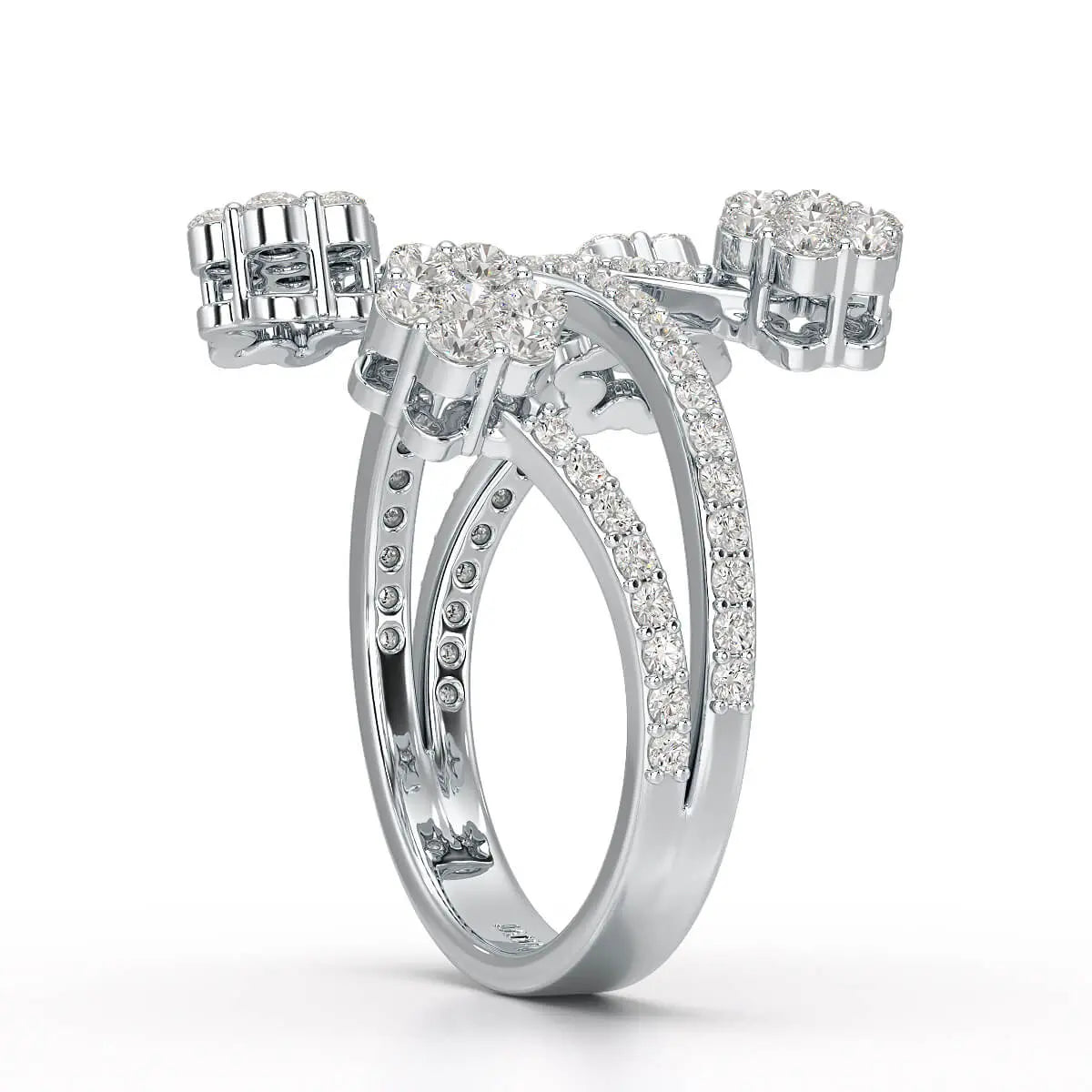 1.12 CT Flower Shape Lab Diamond White Gold Ring