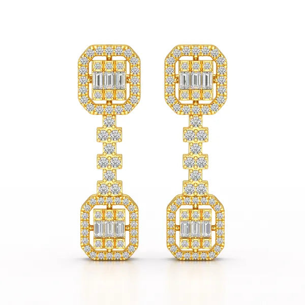 1.16 CT Baguette Cut Lab Diamond Drop Earring