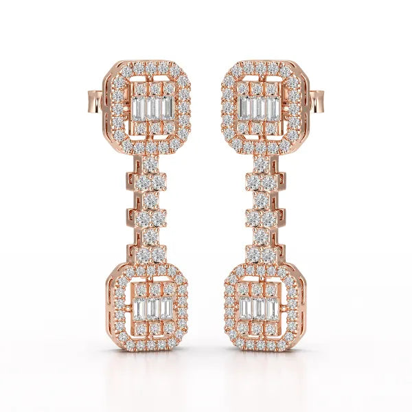 1.16 CT Baguette Cut Lab Diamond Drop Earring