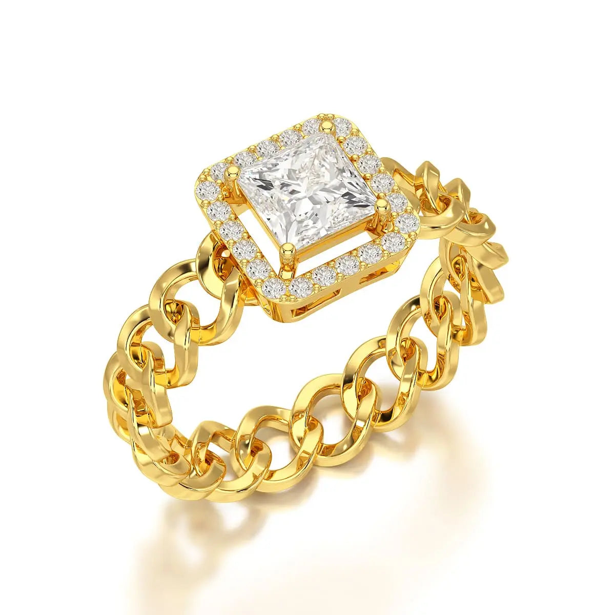 1.18 CT Princess Cut Halo Lab Diamond Ring Jama Jewels