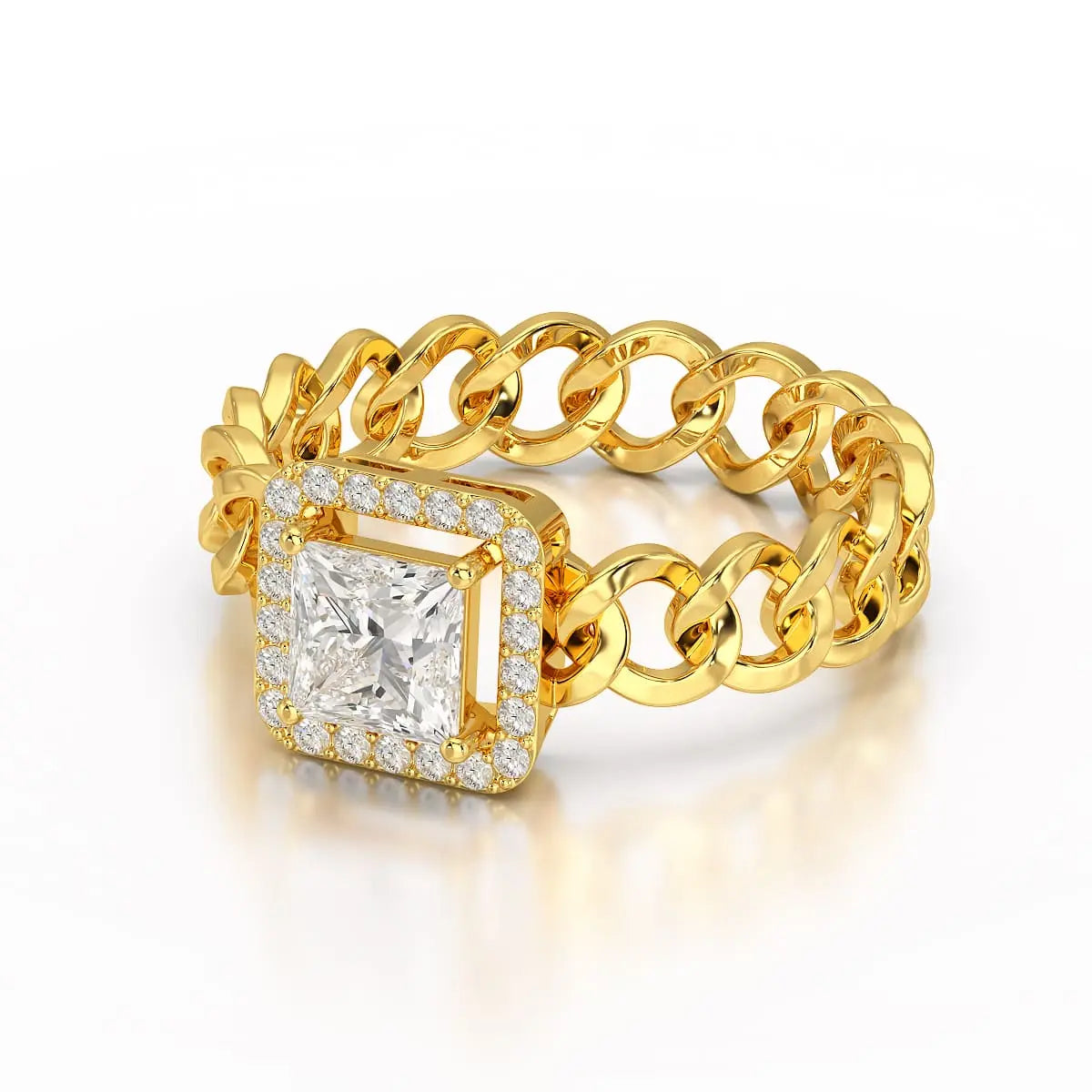 1.18 CT Princess Cut Halo Lab Diamond Ring Jama Jewels