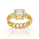 1.18 CT Princess Cut Halo Lab Diamond Ring