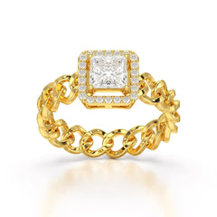 1.18 CT Princess Cut Halo Lab Diamond Ring Jama Jewels