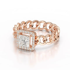 1.18 CT Princess Cut Halo Lab Diamond Ring Jama Jewels