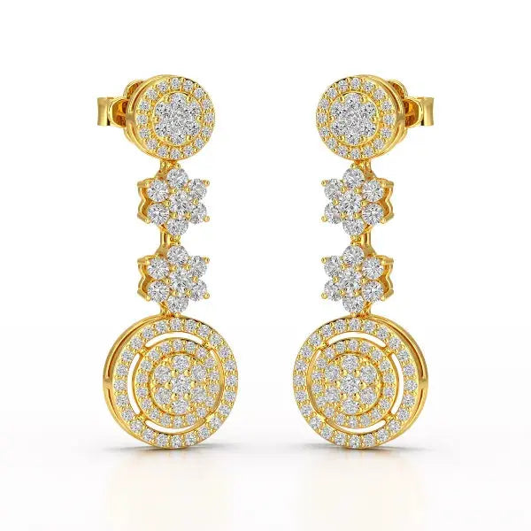 1.18 CT Round Cut Dangle Drop Lab Diamond Earring
