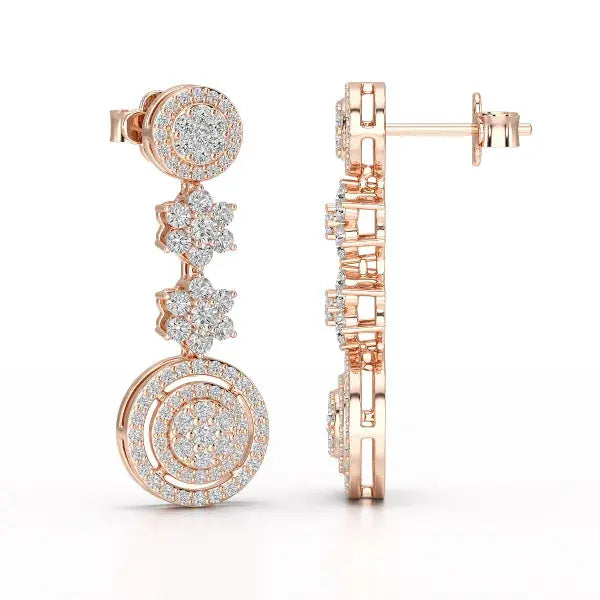 1.18 CT Round Cut Dangle Drop Lab Diamond Earring