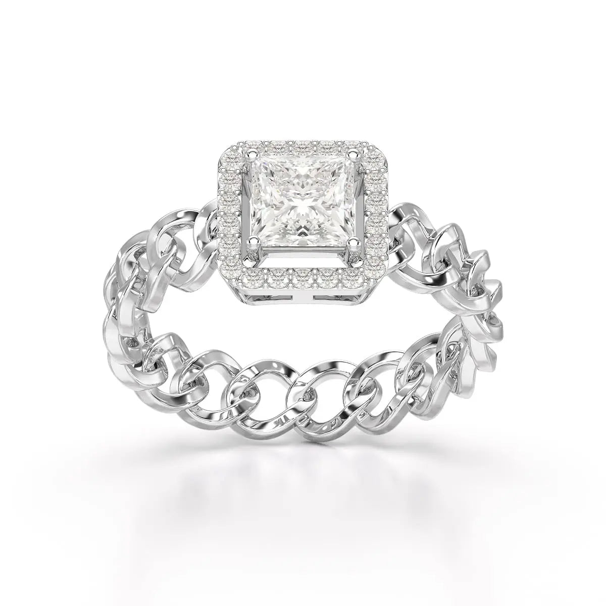 1.18 CT Princess Cut Halo Lab Diamond Ring Jama Jewels