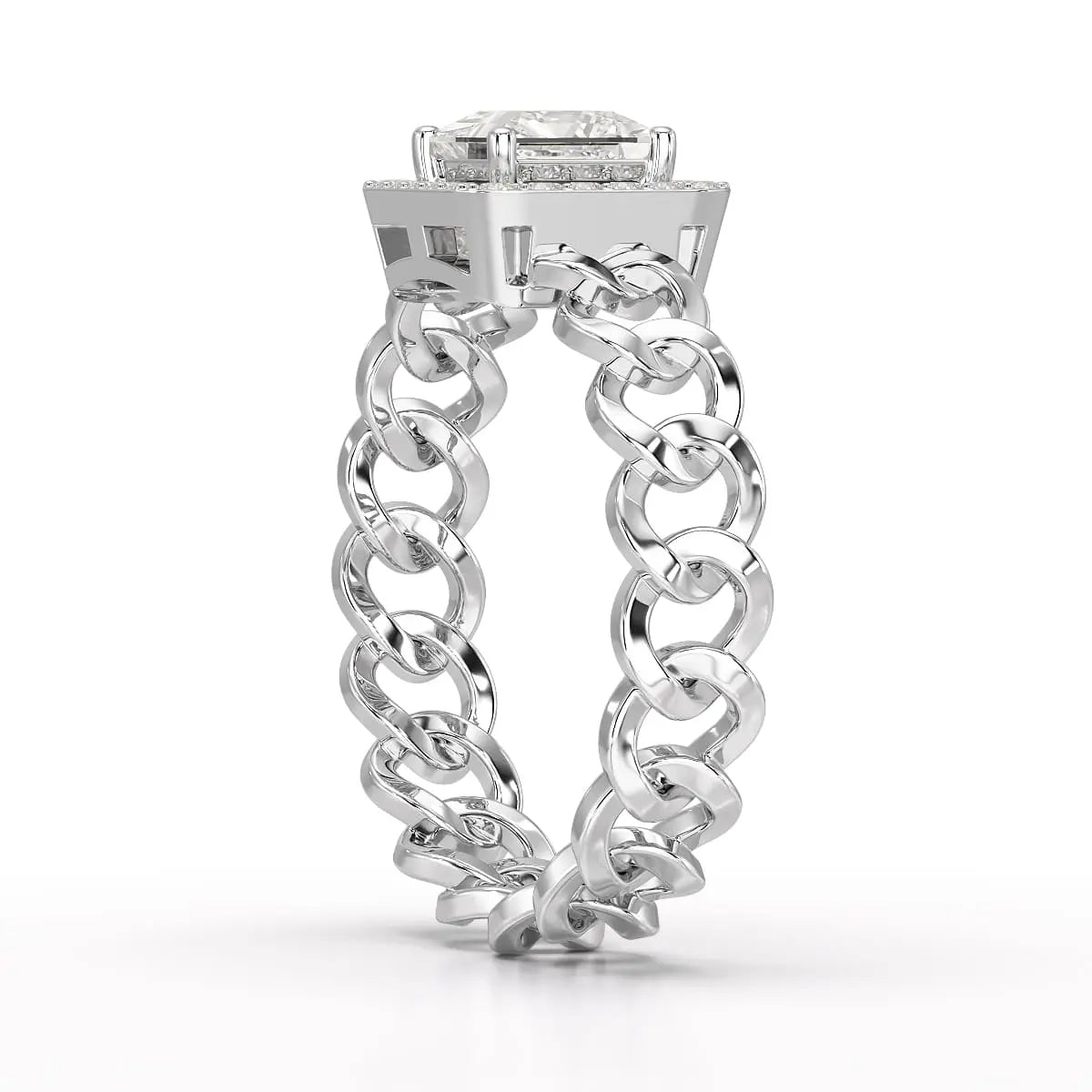 1.18 CT Princess Cut Halo Lab Diamond Ring Jama Jewels