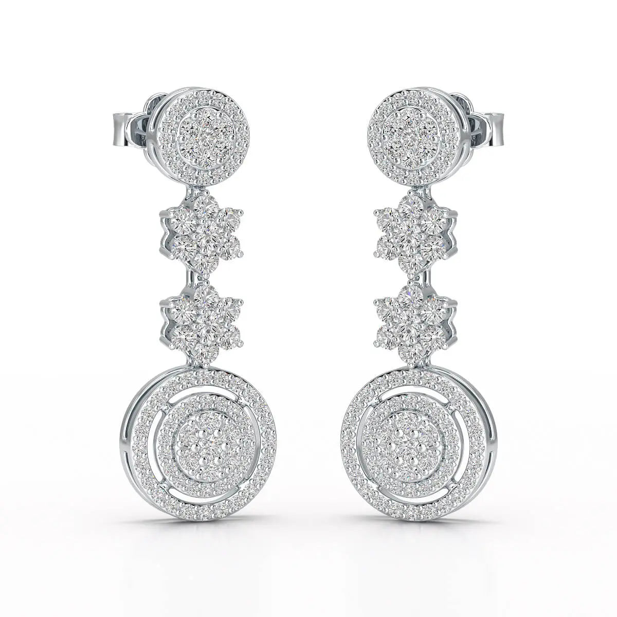 1.18 CT Round Cut Dangle Drop Lab Diamond Earring