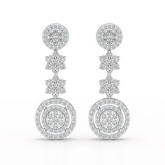 1.18 CT Round Cut Dangle Drop Lab Diamond Earring