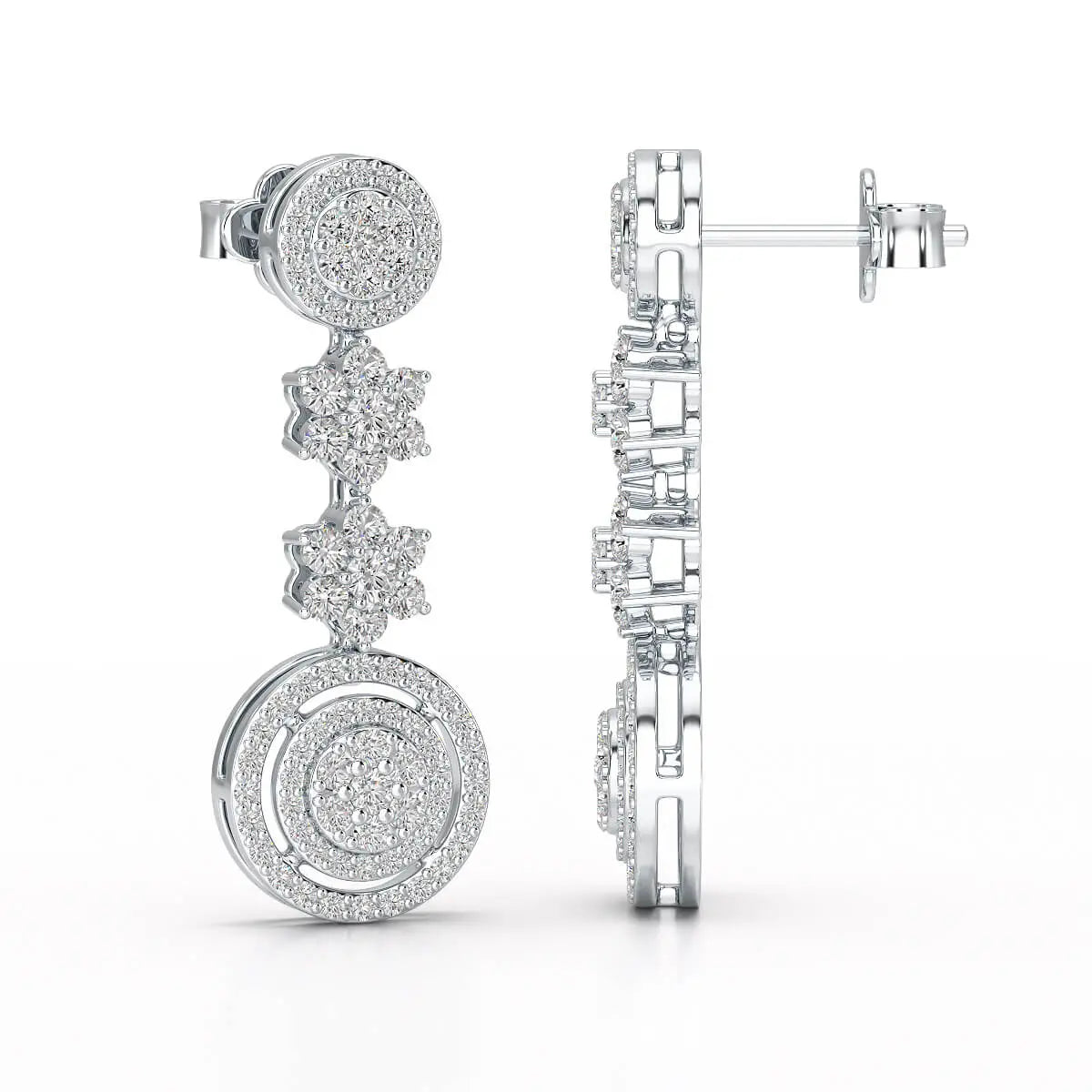 1.18 CT Round Cut Dangle Drop Lab Diamond Earring