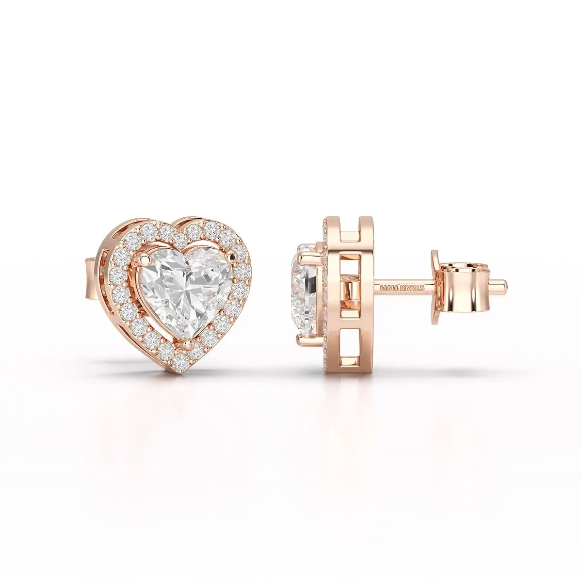 1.21 CT Lab Diamond Heart Shape Stud Earrings Jama Jewels