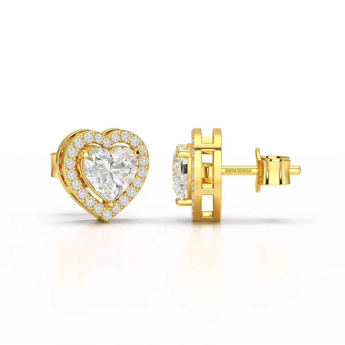 1.21 CT Lab Diamond Heart Shape Stud Earrings Jama Jewels