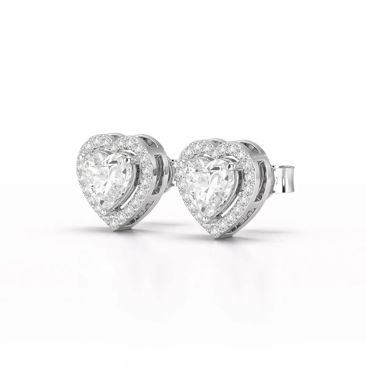1.21 CT Lab Diamond Heart Shape Stud Earrings Jama Jewels