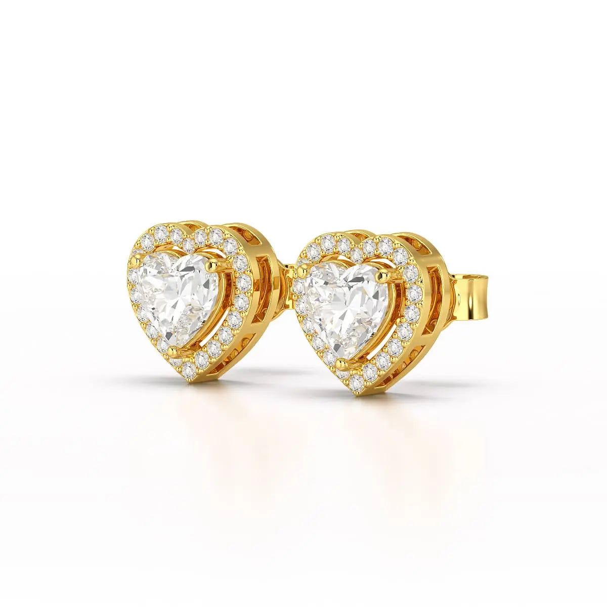 1.21 CT Lab Diamond Heart Shape Stud Earrings Jama Jewels