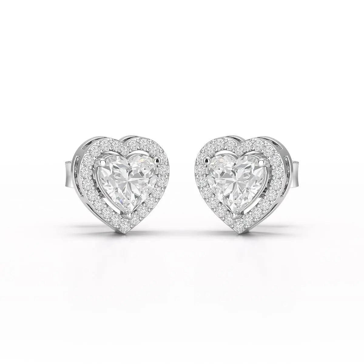1.21 CT Lab Diamond Heart Shape Stud Earrings Jama Jewels