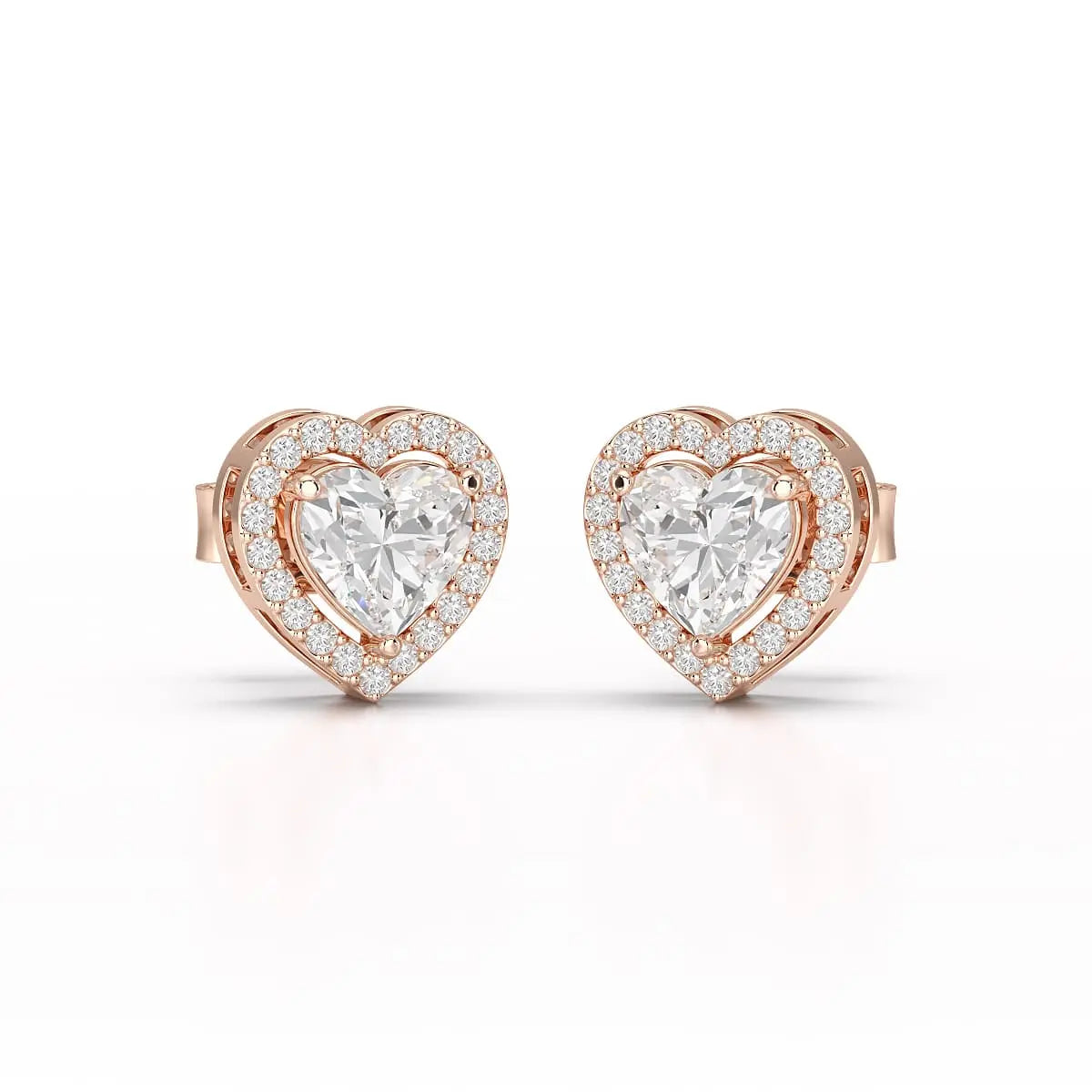 1.21 CT Lab Diamond Heart Shape Stud Earrings Jama Jewels