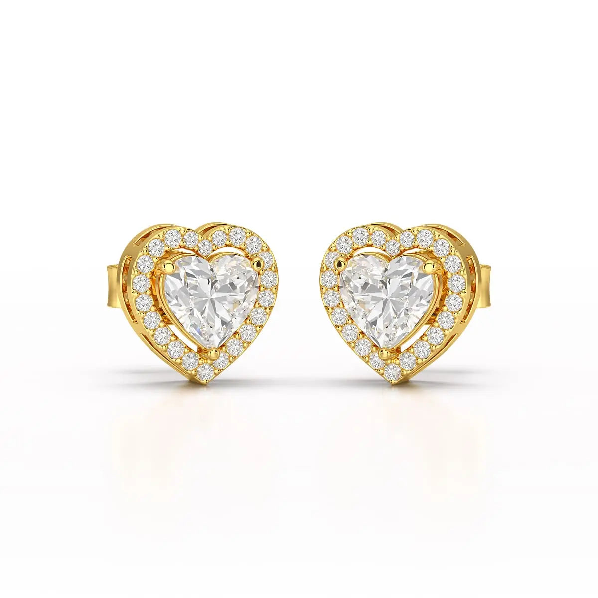 1.21 CT Lab Diamond Heart Shape Stud Earrings Jama Jewels