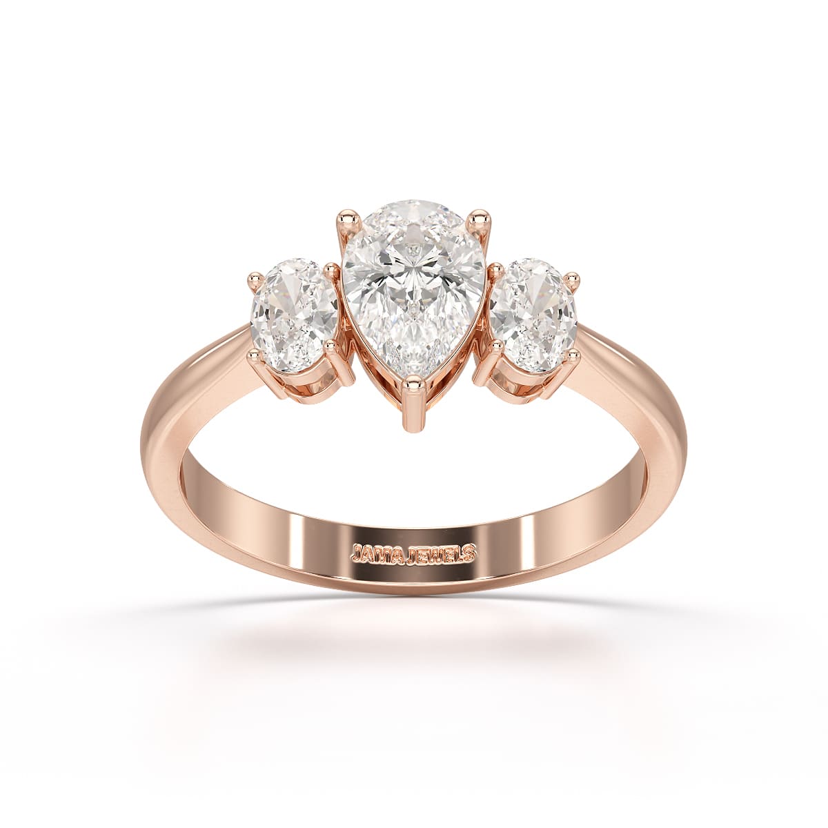 1.25 CT Three Stone Pear Oval Cut Lab Diamond Ring