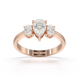 1.25 CT Three Stone Pear Oval Cut Lab Diamond Ring