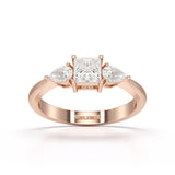 1.25 CT Three Stone Princess Pear Cut Lab Diamond Ring
