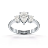 1.25 CT Three Stone Pear Oval Cut Lab Diamond Ring