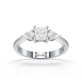 1.25 CT Three Stone Princess Pear Cut Lab Diamond Ring