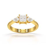 1.25 CT Three Stone Princess Pear Cut Lab Diamond Ring