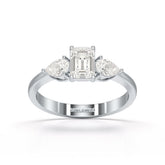 1.2 CT Three Stone Emerald Pear Cut Lab Diamond Ring