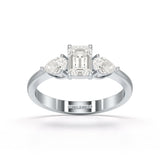1.2 CT Three Stone Emerald Pear Cut Lab Diamond Ring
