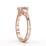 1.2 CT Three Stone Emerald Pear Cut Lab Diamond Ring
