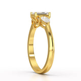 1.2 CT Three Stone Emerald Pear Cut Lab Diamond Ring