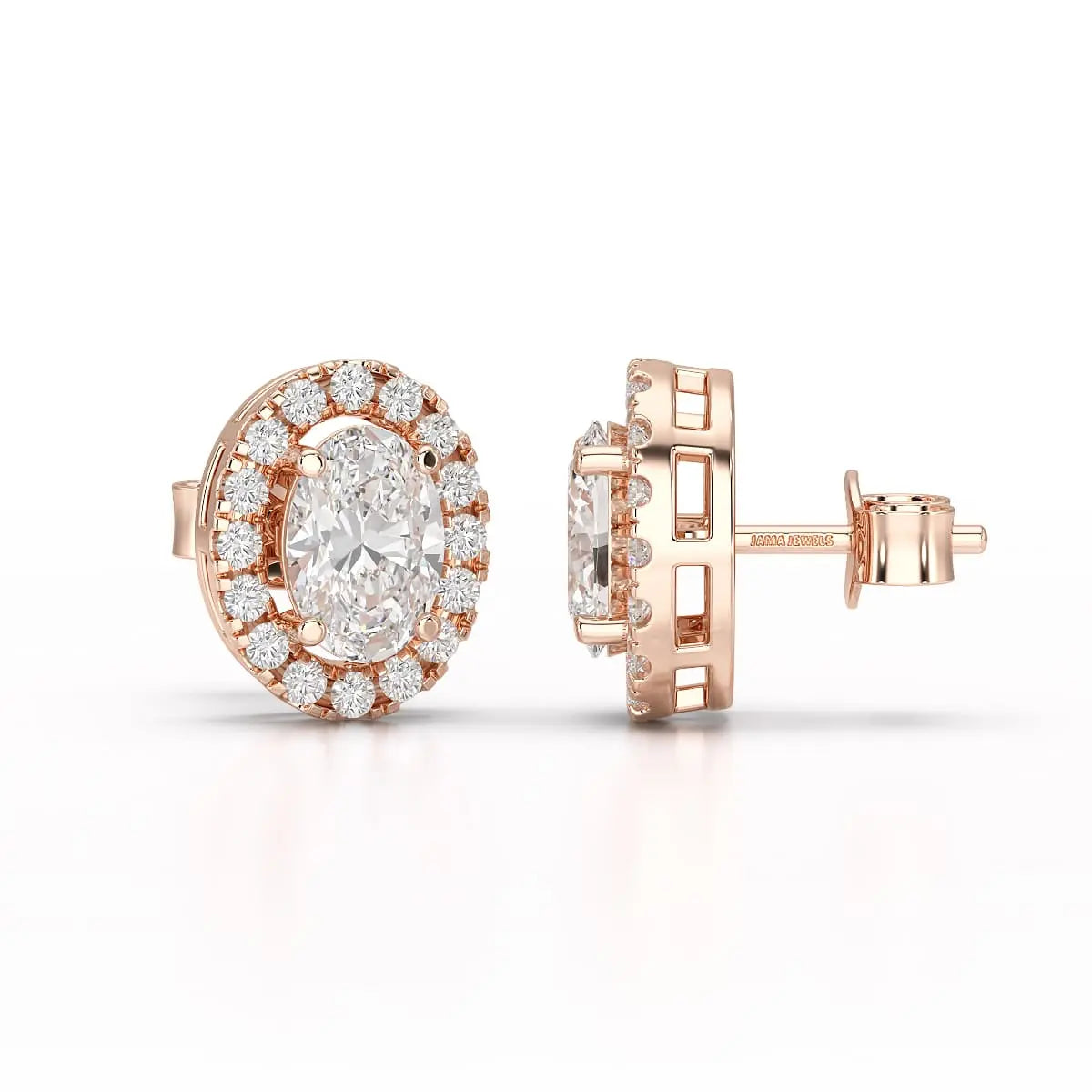1.32 CT Lab Diamond Oval Cut Stud Earrings Jama Jewels