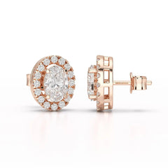 1.32 CT Lab Diamond Oval Cut Stud Earrings Jama Jewels