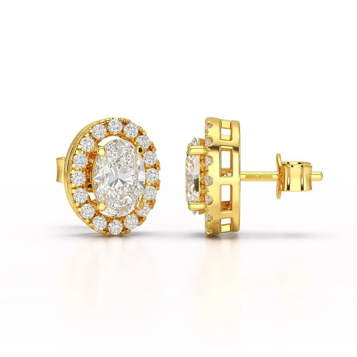 1.32 CT Lab Diamond Oval Cut Stud Earrings Jama Jewels