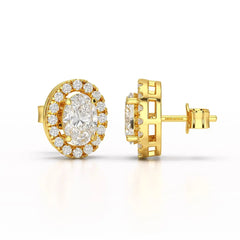 1.32 CT Lab Diamond Oval Cut Stud Earrings Jama Jewels