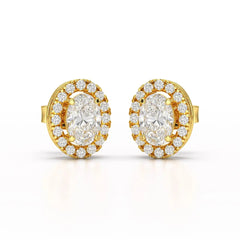 1.32 CT Lab Diamond Oval Cut Stud Earrings Jama Jewels