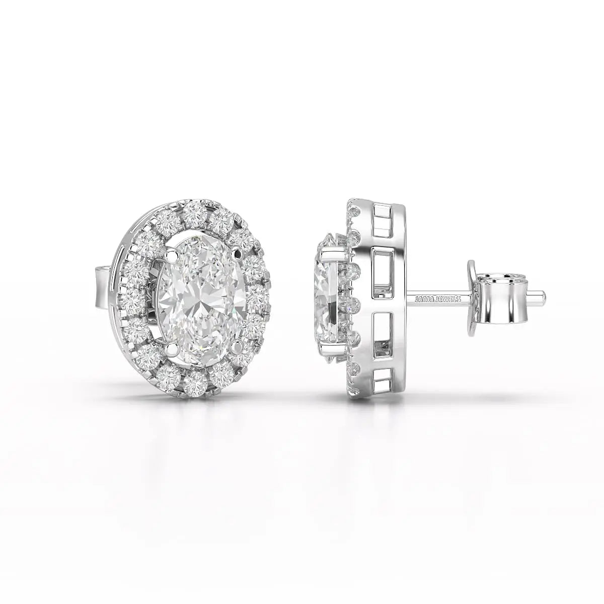 1.32 CT Lab Diamond Oval Cut Stud Earrings Jama Jewels
