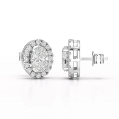 1.32 CT Lab Diamond Oval Cut Stud Earrings Jama Jewels