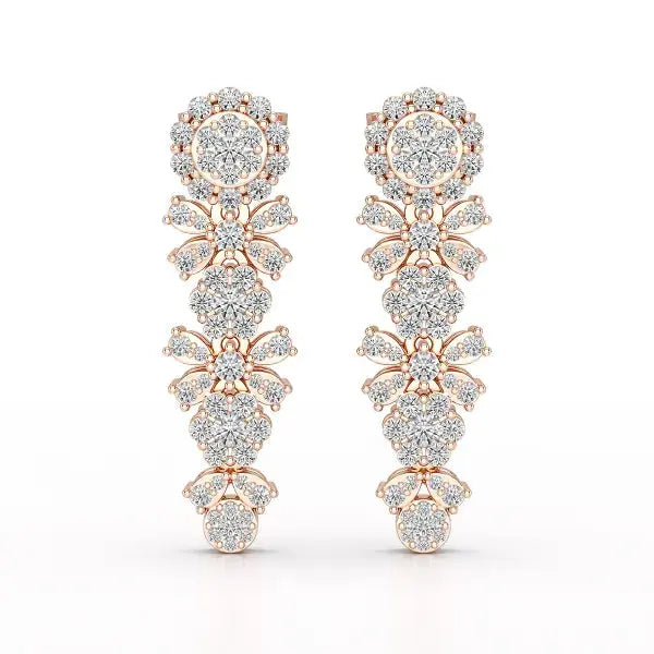 1.34 CT Lab Diamond Flower Drop Earring