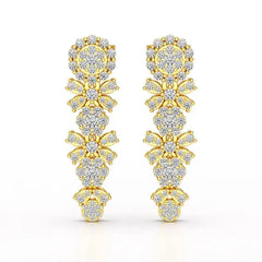 1.34 CT Lab Diamond Flower Drop Earring